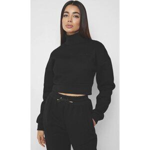 MANIERE DE VOIR Essential High Neck Sweater Jumper in Black Goth Vamp - Size XS